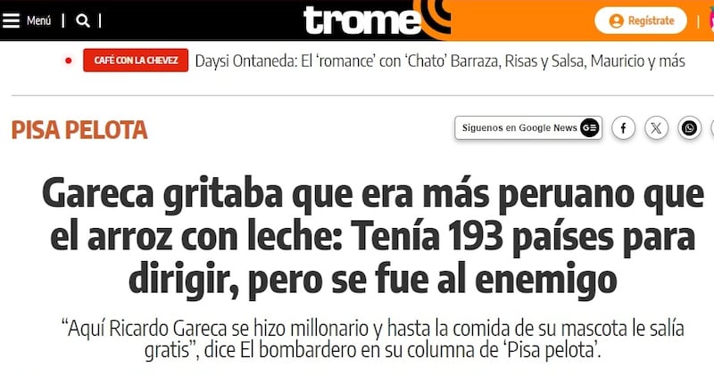 El diario peruano criticó duramente al entrenador argentino por dirigir a la selección chilena tras dejar la banca de la selección peruana.