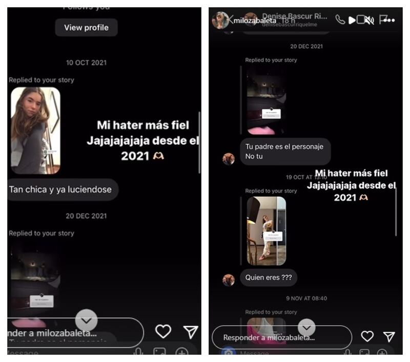 La hija del actor y actual animador de Canal 13 denunció el acoso de una de sus seguidoras en redes sociales.