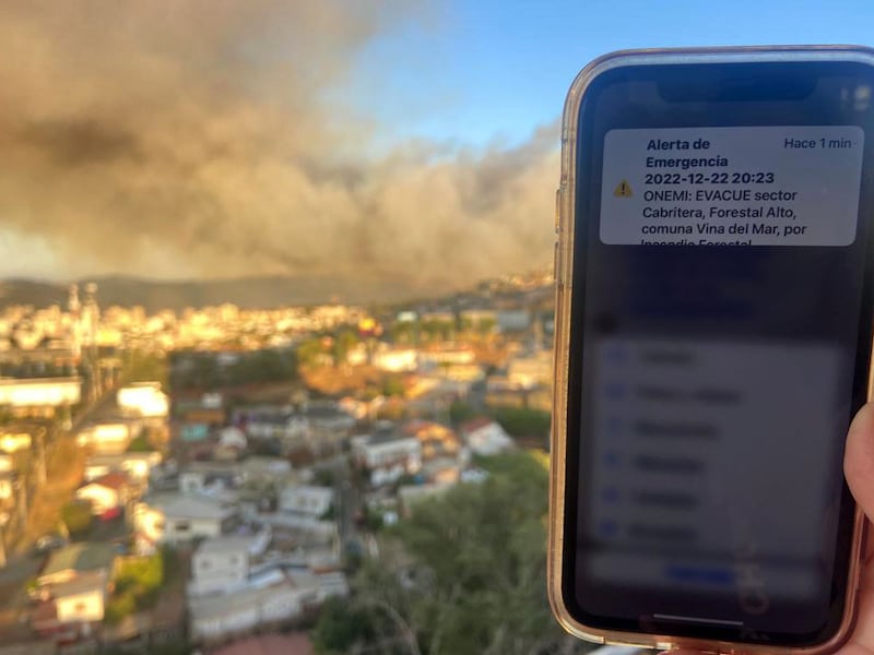 Onemi emite una alerta roja en Viña del Mar