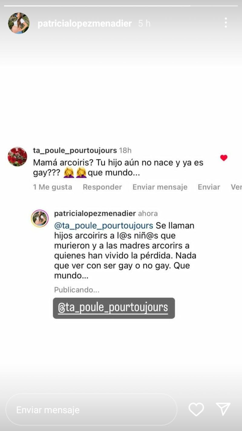 Captura de historia de Instagram de Paty López.