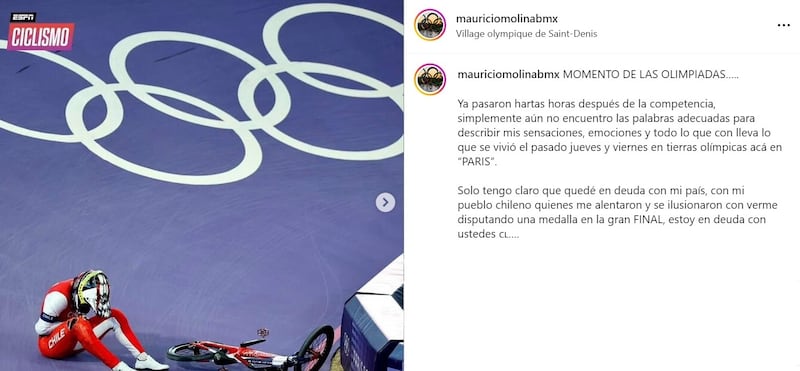 Con el compromiso de una futura revancha olímpica se despidió de París 2024 el biker chileno Mauricio Molina.