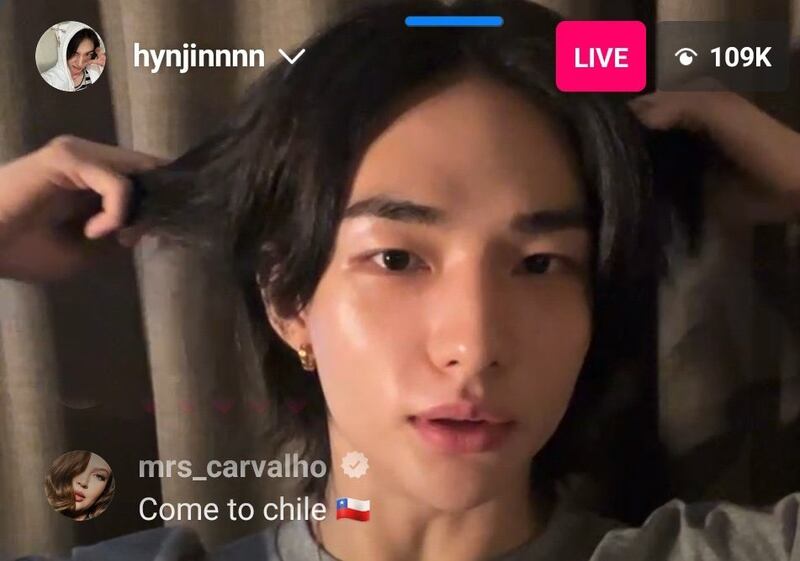 Michelle Carvalho en live de Hyunjin | Fuente: Twitter