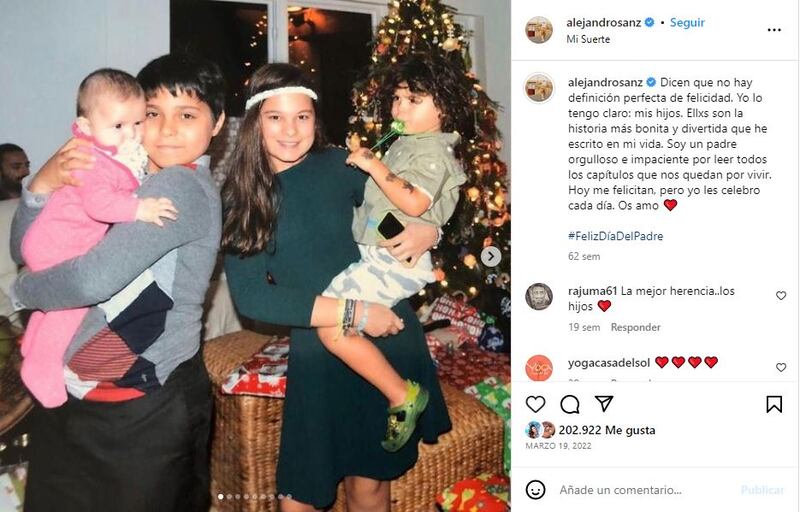 Alejandro Sanz es el orgulloso padre de cuatro hijos