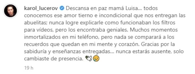 El exrostro de Mega tuvo palabras de agradecimiento para su fallecida abuela.