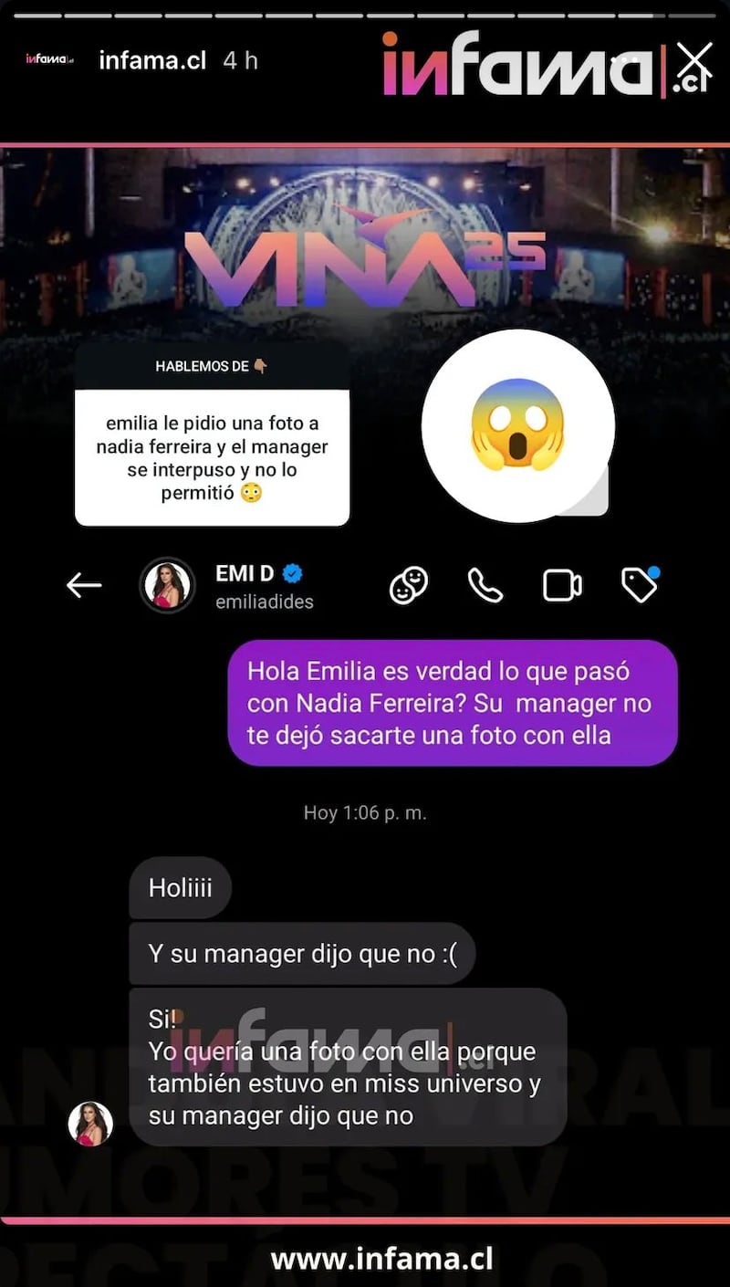 “Su manager dijo que no”: Emilia Dides revela que le negaron tomarse una foto con Nadia Ferreira, la esposa de Marc Anthony