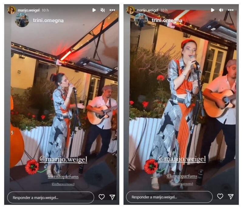 La actriz de Mega subió a sus historias de Instagram una serie de videos de su primera presentación oficial como cantante.