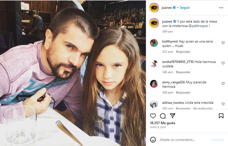 Paloma es la segunda hija de Juanes y Karen Martínez