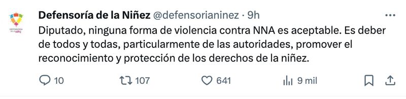 Defensoría de la Niñez responde a diputado Ojeda