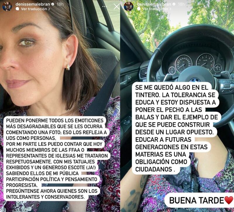 Denisse Malebrán respondió a las críticas. Captura de Instagram