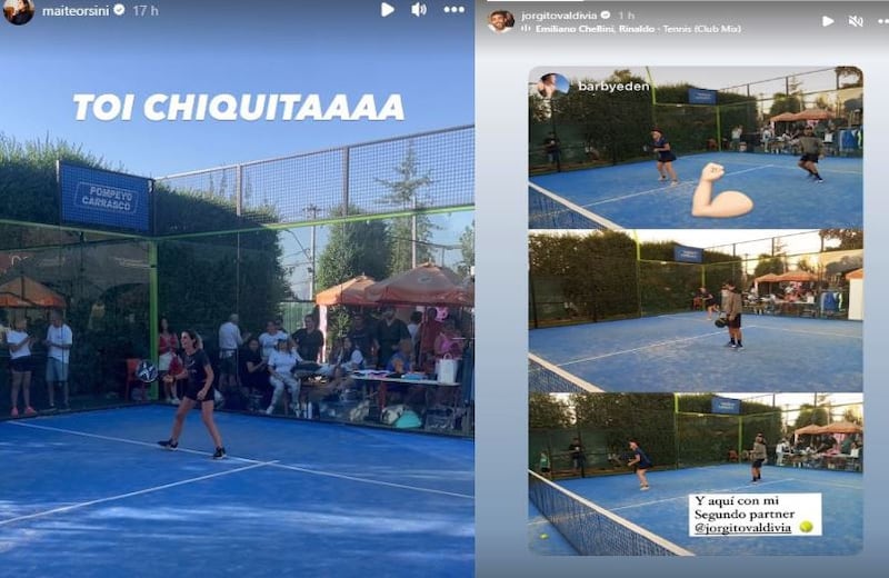 No se sabe si estuvieron juntos y revueltos. Lo único cierto es que tanto Jorge Valdivia, como Maite Orsini tuvieron un día deportivo a punta de pádel, curiosamente, en la misma cancha. Así quedó en evidencia en las historias de Instagram de ambos, lugar donde compartieron postales del juego.
La diputada compartió varios registros del evento correspondiente al primer campeonato “Juntos por la vida”, cuyo fin es recaudar fondos para el tratamiento de cáncer de mamas.