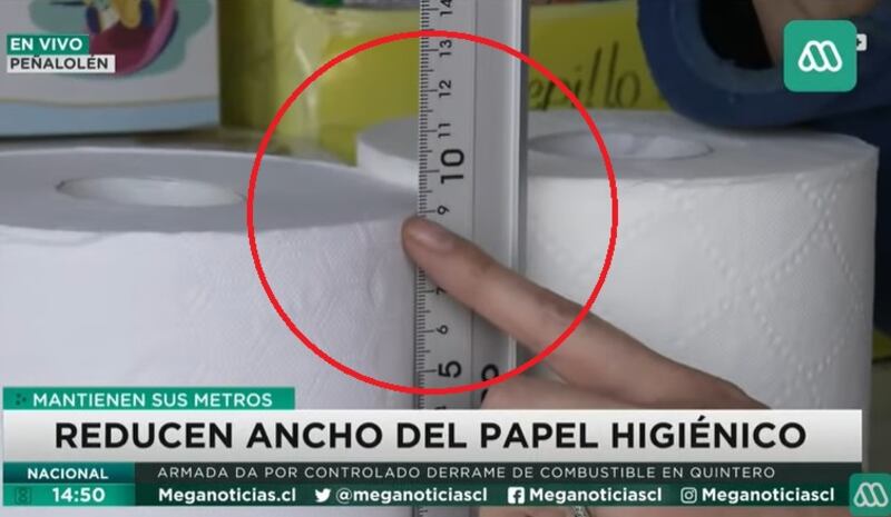 Meganoticias Actualiza dio cuenta este martes de la reducción en el tamaño del papel higiénico de una de las marcas de distribución nacional.