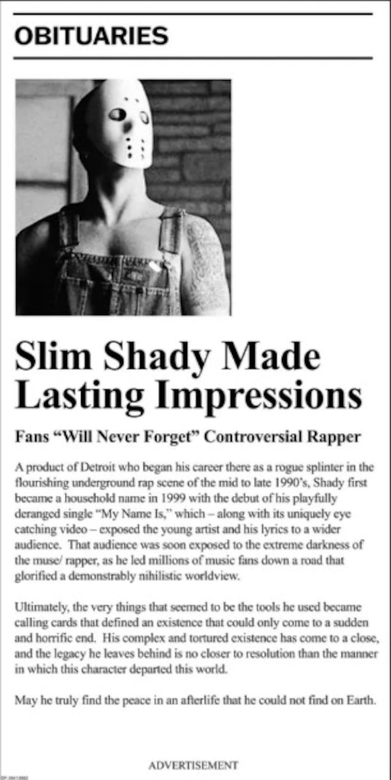 Obituario de Slim Shady.