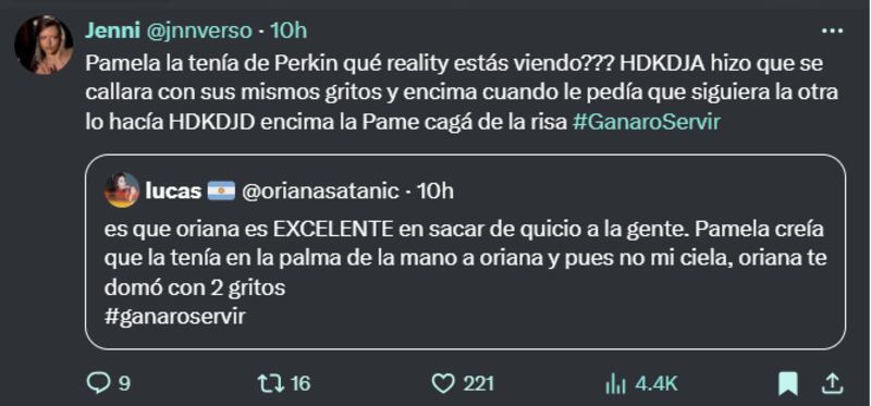 Reacción pelea Pamela Díaz y Oriana Marzoli | Ganar o Servir