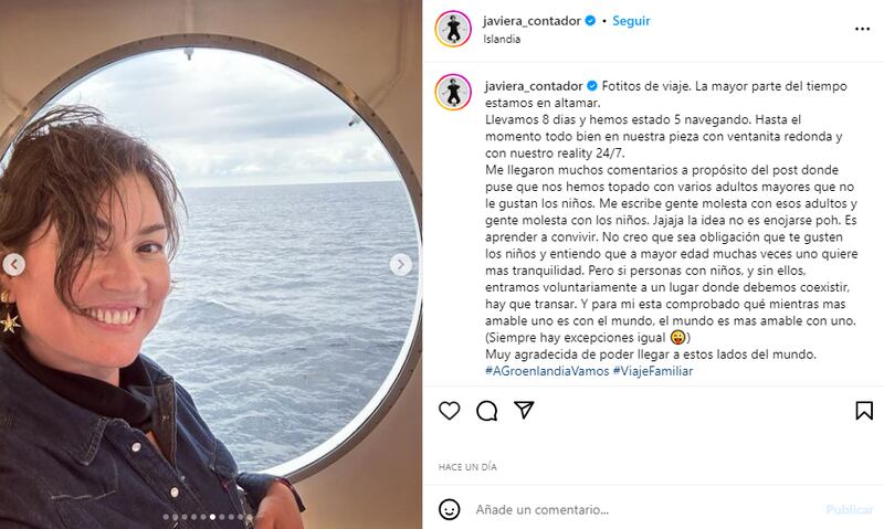 Javiera Contador compartió espectaculares paisajes desde su travesía en altamar