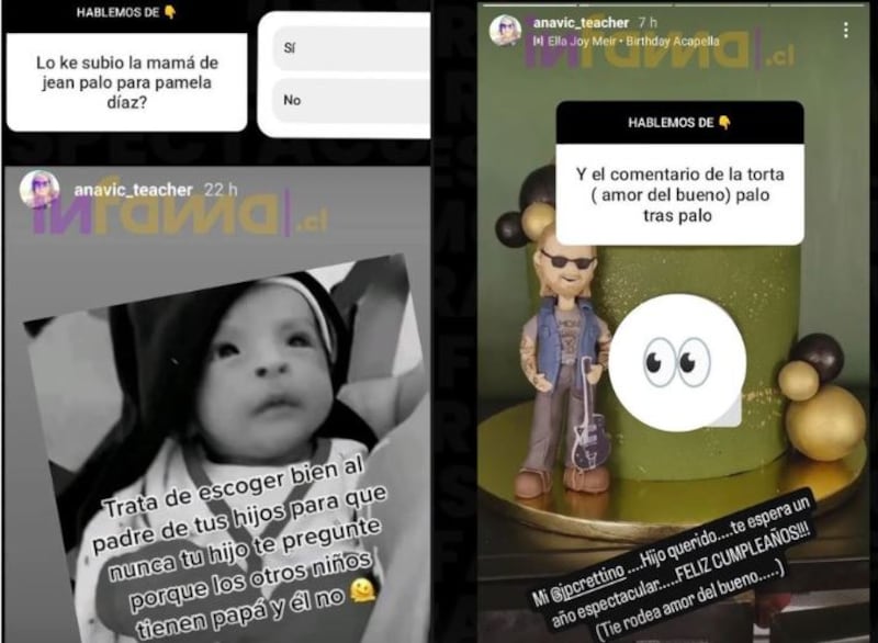 En la vuelta al sol número 39 del animador de CHV Jean Philippe Cretton, su madre le dedicó dos mensajes de saludos en sus historias de Instagram que, para algunos, se leyeron como verdaderas indirectas para su exnuera, Pamela Díaz. 
En el primera publicación, la doble lectura hizo pensar que se refería a las exparejas de La Fiera, mientras que en la segunda historia le recalcó a su hijo que tenía “amor del bueno”, dando a entender, claramente, que antes no era tan sanito.