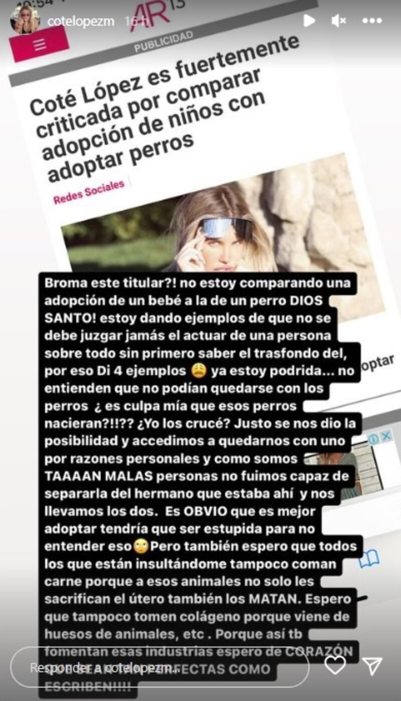 La influencer se mostró "podrida" por la mala onda de sus haters.