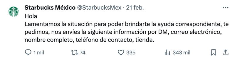 Respuesta de Starbucks