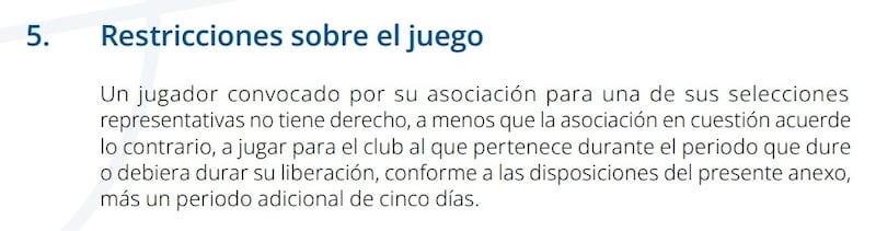 La normativa aplicada al futbolista de Colo Colo forma parte del reglamento FIFA que regula "el estatuto y la 
transferencia de jugadores".