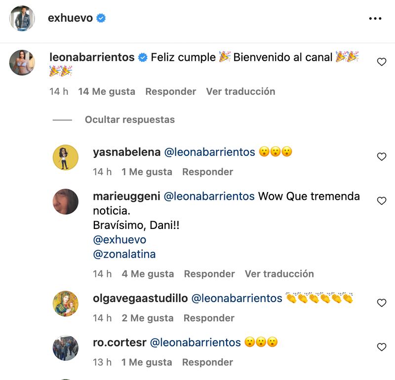 Comentario de Adriana Barrientos en publicación de Daniel Fuenzalida | Fuente: Instagram