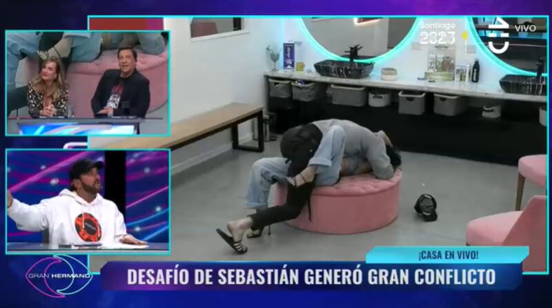 Fran Maira y Lucas Crespo a los besos en Gran Hermano. Captura de pantalla