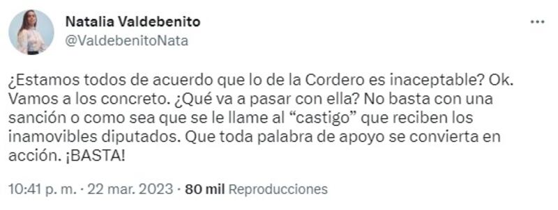 La actriz cuestionó duramente a la diputada por sus dichos en contra de la senadora Fabiola Campillai.