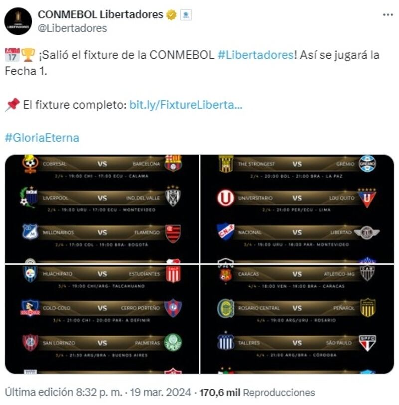 En la programación de la primera tanto Colo Colo como Palestino aparecen sin su localía confirmada en el Monumental y La Cisterna.