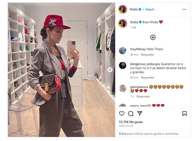 Thalía presumió un look boss lady en sus redes sociales, pero los haters no tardaron en criticarlo