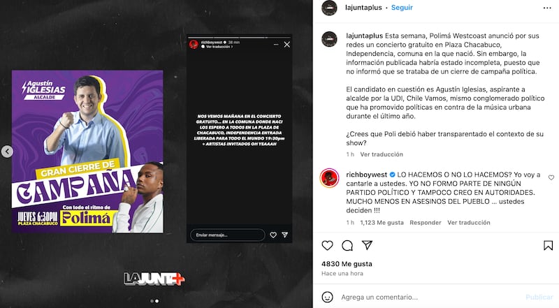 Publicación de LaJunta Plus | Captura: Instagram