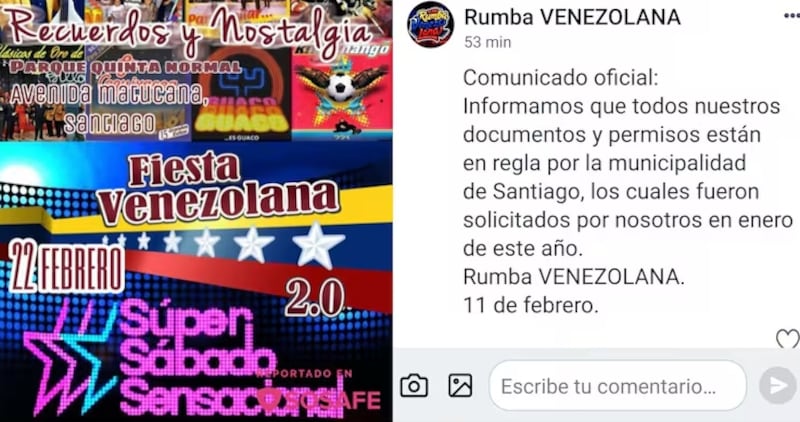 La publicación asegura que la fiesta se realizará el sábado 22 de febrero.