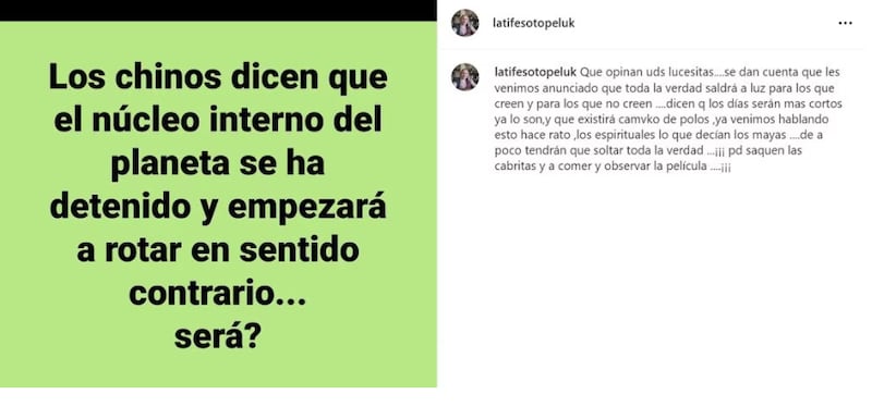 Publicación de Latife Soto | Instagram