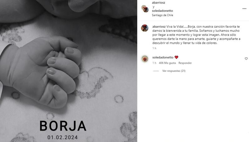 La periodista tuvo su parto de Borja por cesárea.