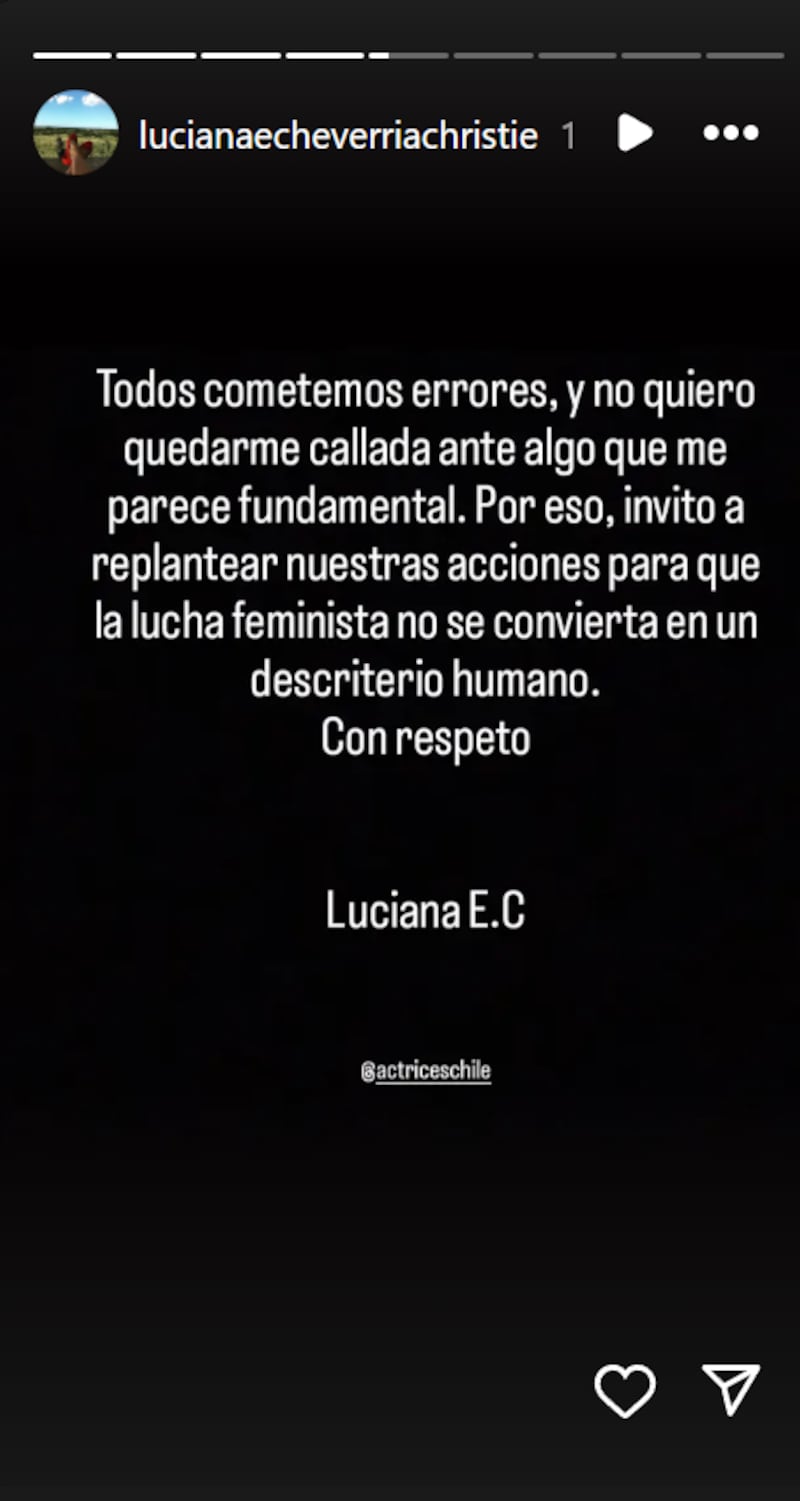 Historias de Luciana Echeverría | Fuente: Instagram @lucianaecheverriachristie