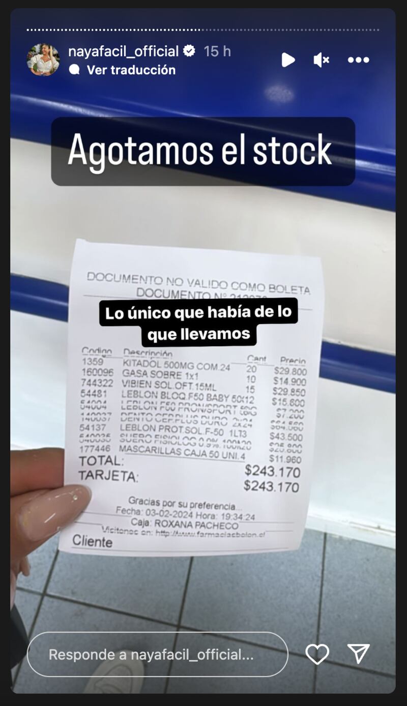 Historias de Naya Fácil | Fuente: Instagram