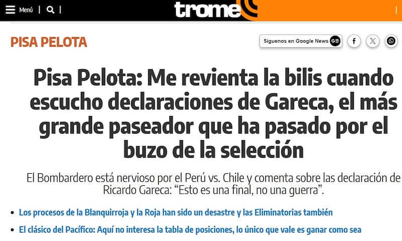 La prensa peruana ha avalado que los hinchas peruanos sean agresivos con los seleccionados chilenos.