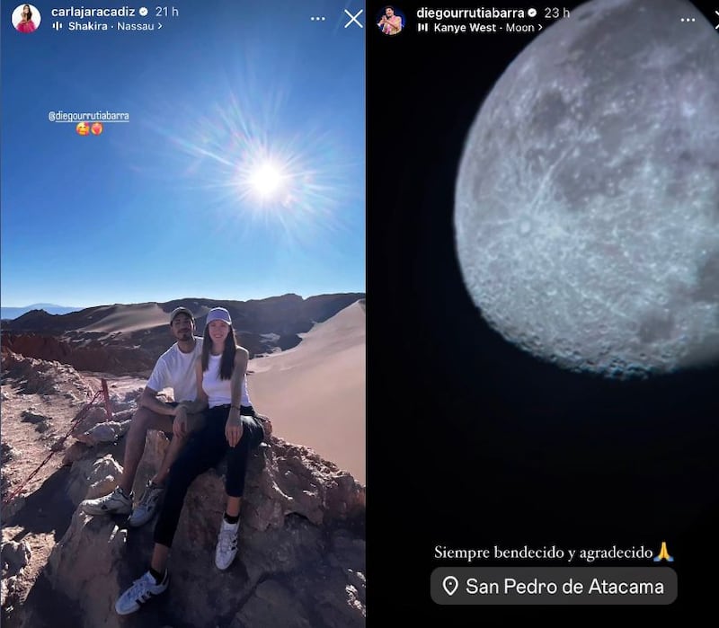 Carla Jara y Diego Urrutia disfrutaron de un mágico viaje juntos a San Pedro de Atacama. Captura de Instagram