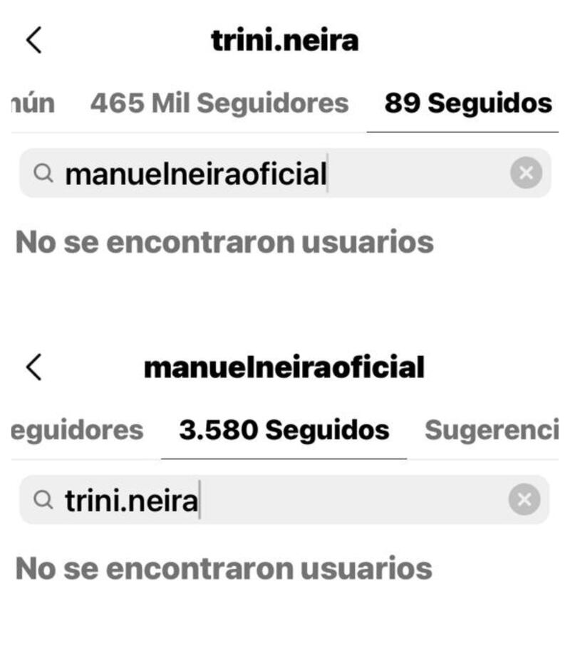 Tanto Manuel, como su hija Trini Neira, dejaron de seguirse en Instagram luego de la discusión virtual que tuvo la adolescente con la actual pareja del retirado futbolista.