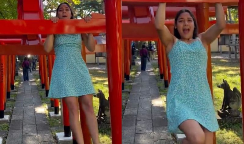 “Espero que nunca vuelvas”: Indignación causó influencer chilena que hizo ejercicio en un Torii, símbolo sagrado de Japón