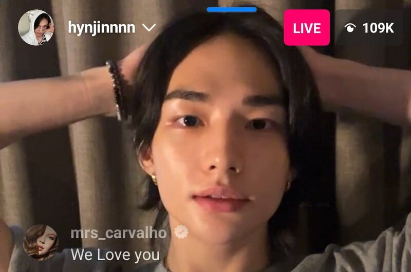 Michelle Carvalho en live de Hyunjin | Fuente: Twitter