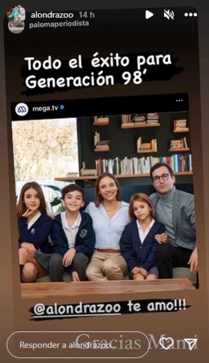 La pequeña Alondra, hija de Daniel Valenzuela y Paloma Aliaga, es parte del elenco de la teleserie "Generación '98", de Mega.
