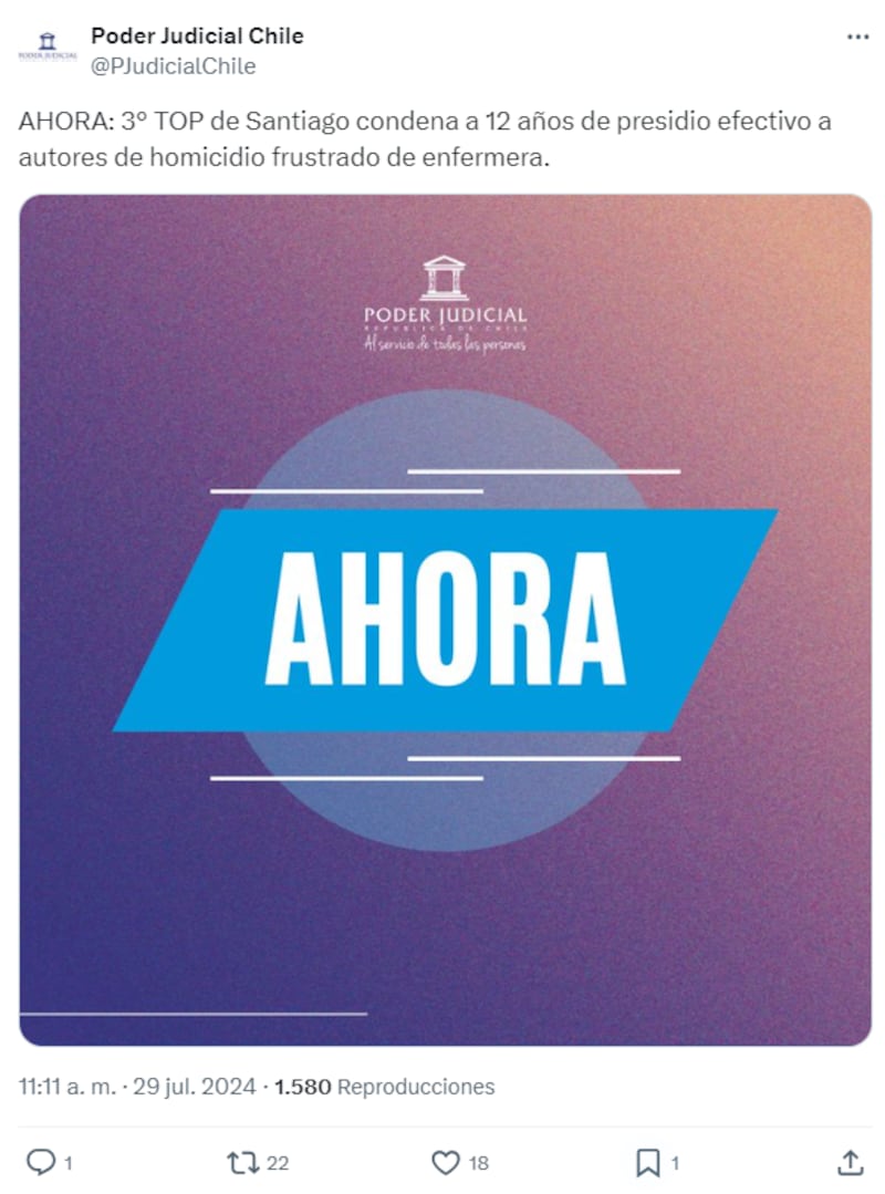 Patricia Henríquez y Enrique Hanson recibieron 12 años de presidio efectivo por el delito de intento de homicidio en contra de la enfermera Pola Álvarez.