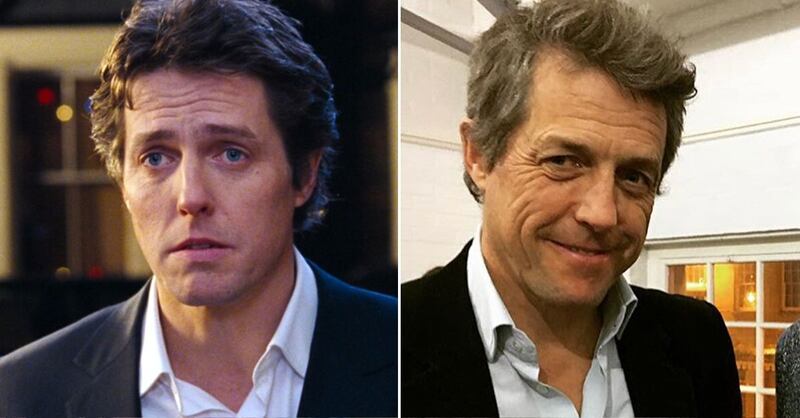 Hugh Grant en 'Realmente amor' y en la actualidad