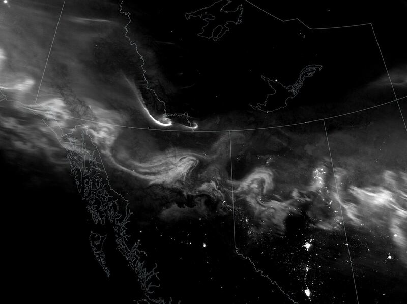 Auroras boreales sobre el cielo de Canadá, el 17 de diciembre de 2023. NASA.