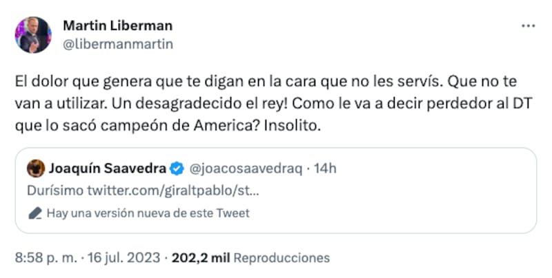 Martín Liberman sobre Arturo Vidal