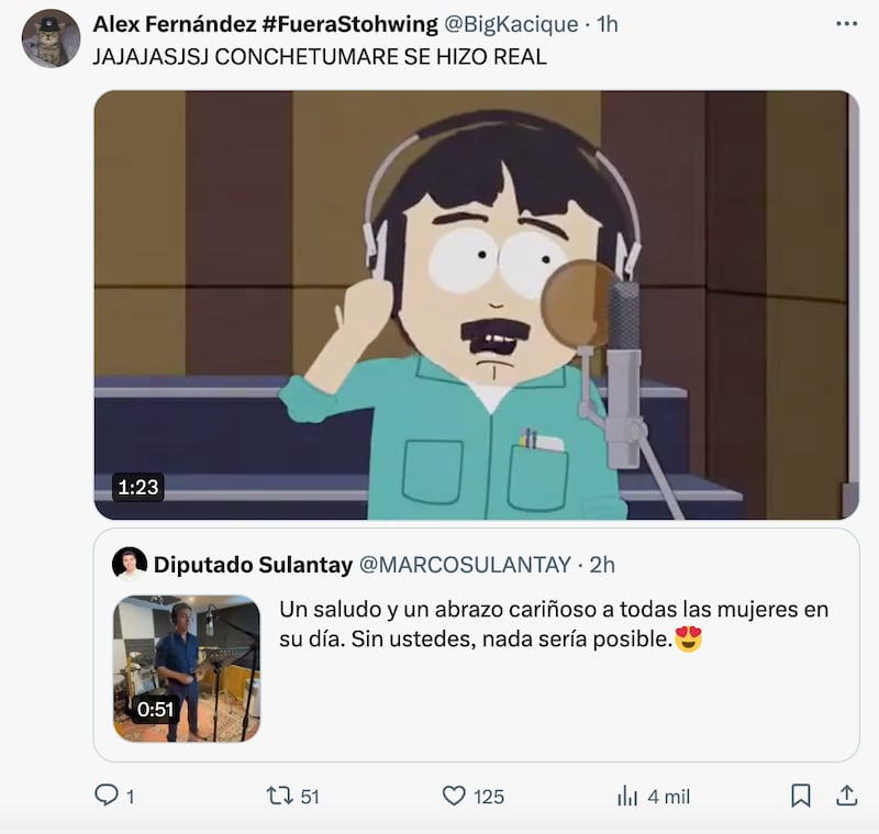 Comentarios sobre canción de Diputado Sulantay | Fuente: X (Twitter)