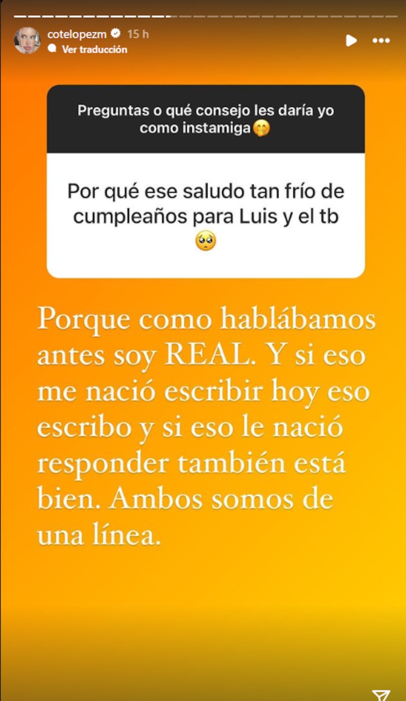 Coté López es consultada por el "frío" saludo. Captura de Instagram