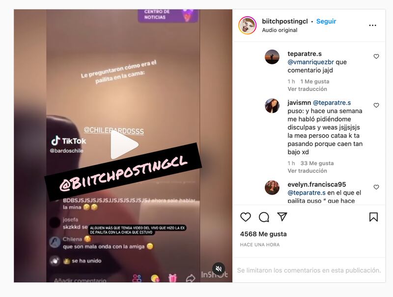 Comentarios live de ex de Pailita | Captura: Instagram