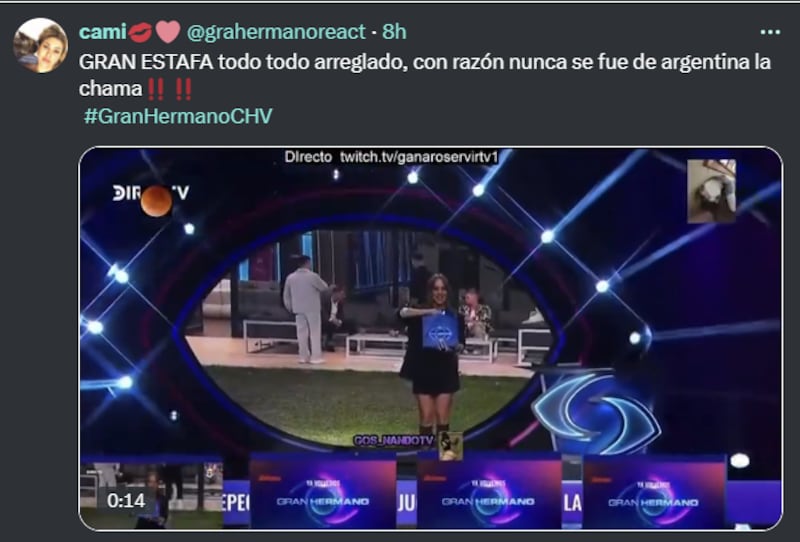 Reacción ingreso de Chama a Gran Hermano | X