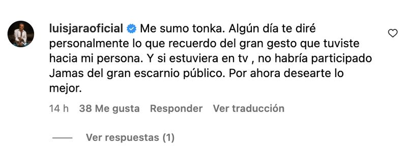 Comentario de Luis Jara | Fuente: Instagram