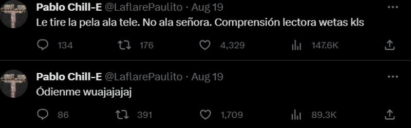 Twitter Pablo Chill-E | Captura