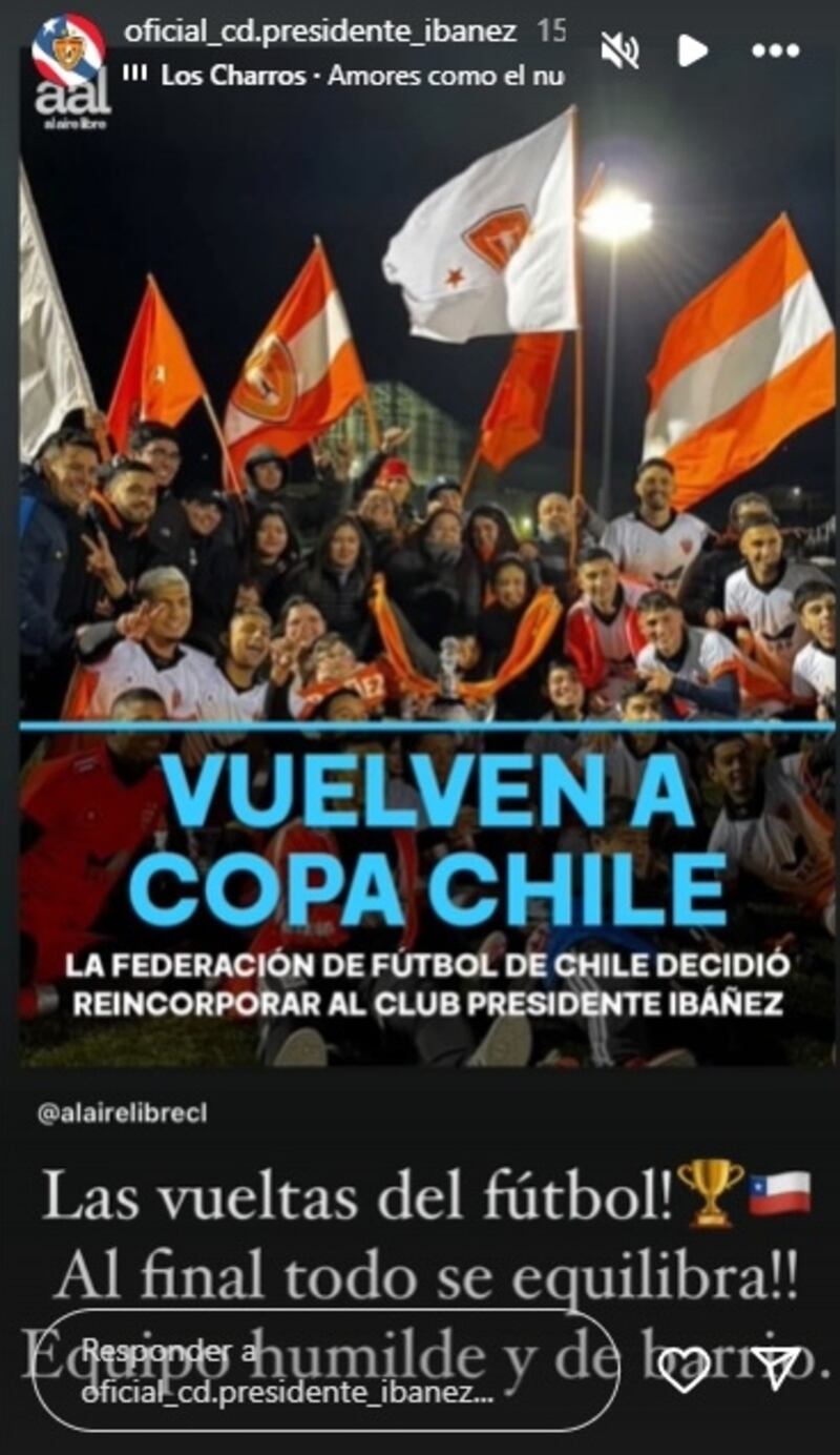 El club amateur festejó la decisión de la FFCH de reincorporarlos a la disputa de la Copa Chile 2024.